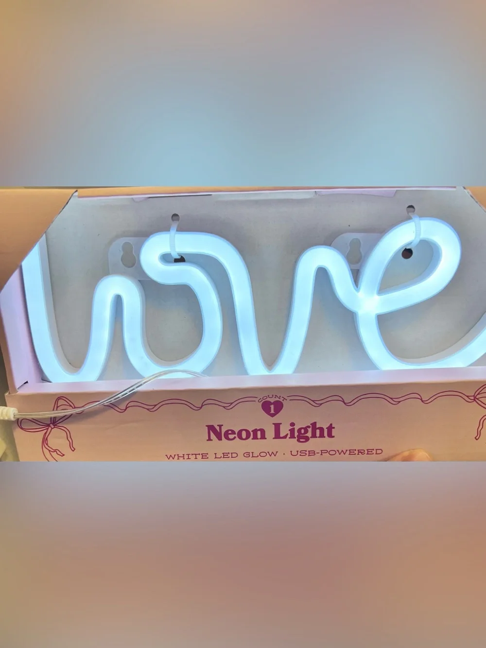 LOVE White LED Neon Sign - USB-Powered